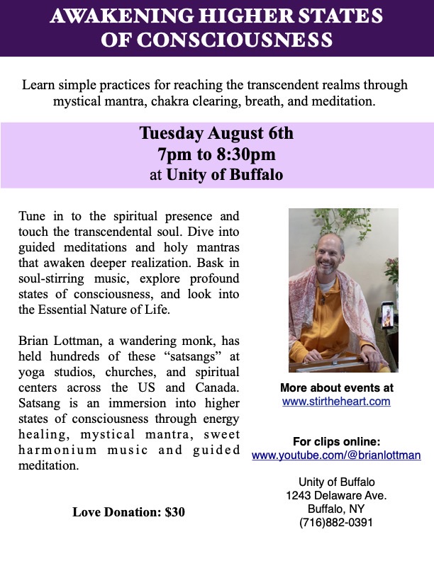 Satsang with Monk, Brian Lottman | Unity of Buffalo